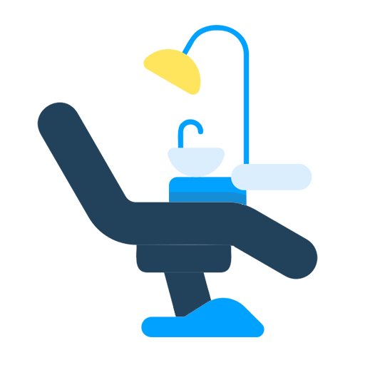 Dental Chair Icon Dental chair icon representing dental treatment services in Ontario CA